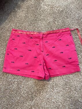 Cambridge Dry Goods Hot Pink Shorts with Navy Shark Embroidery size 12 EUC